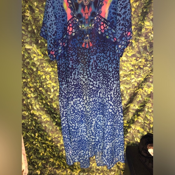 Vibrant Blue and Pink Animal Print Kimono - Picture 12 of 16